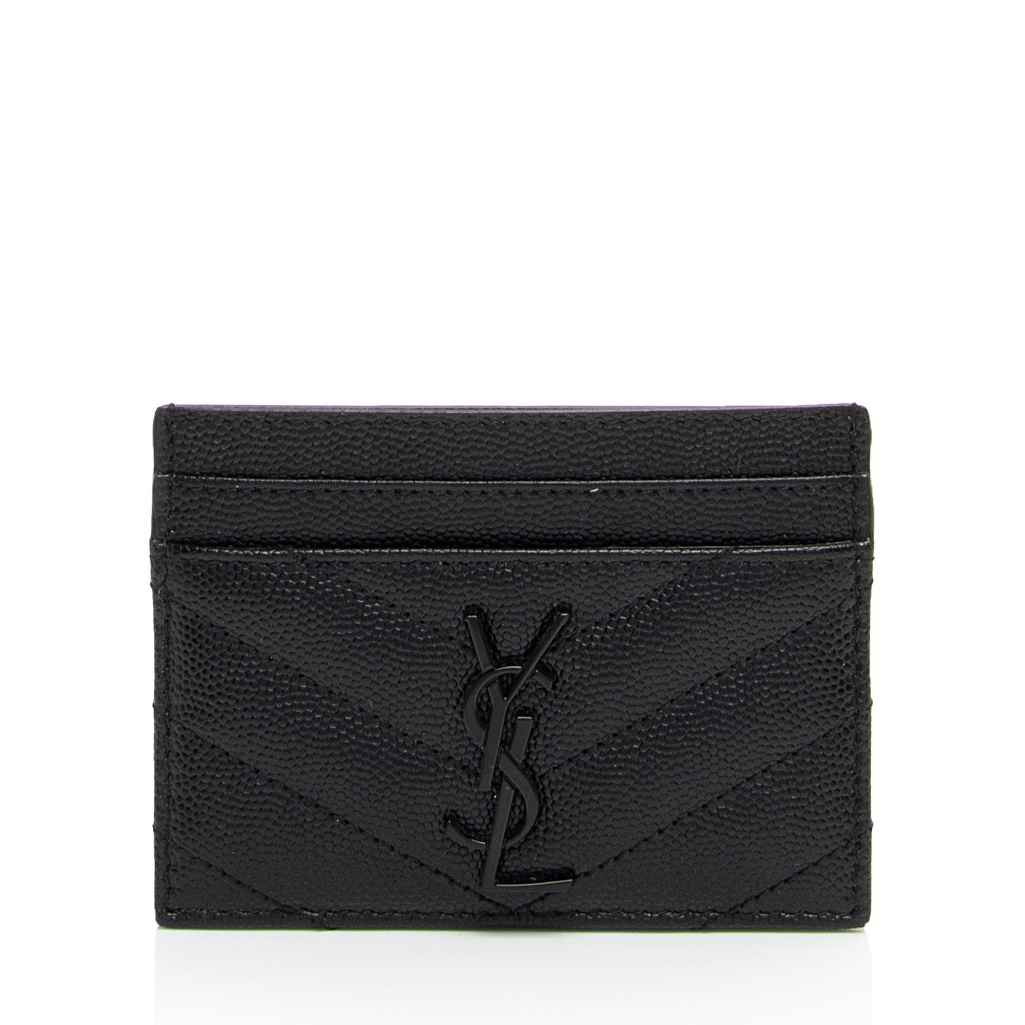 Saint Laurent Matelasse Grain de Poudre Monogram Card Case (SHF-f11Wsk)