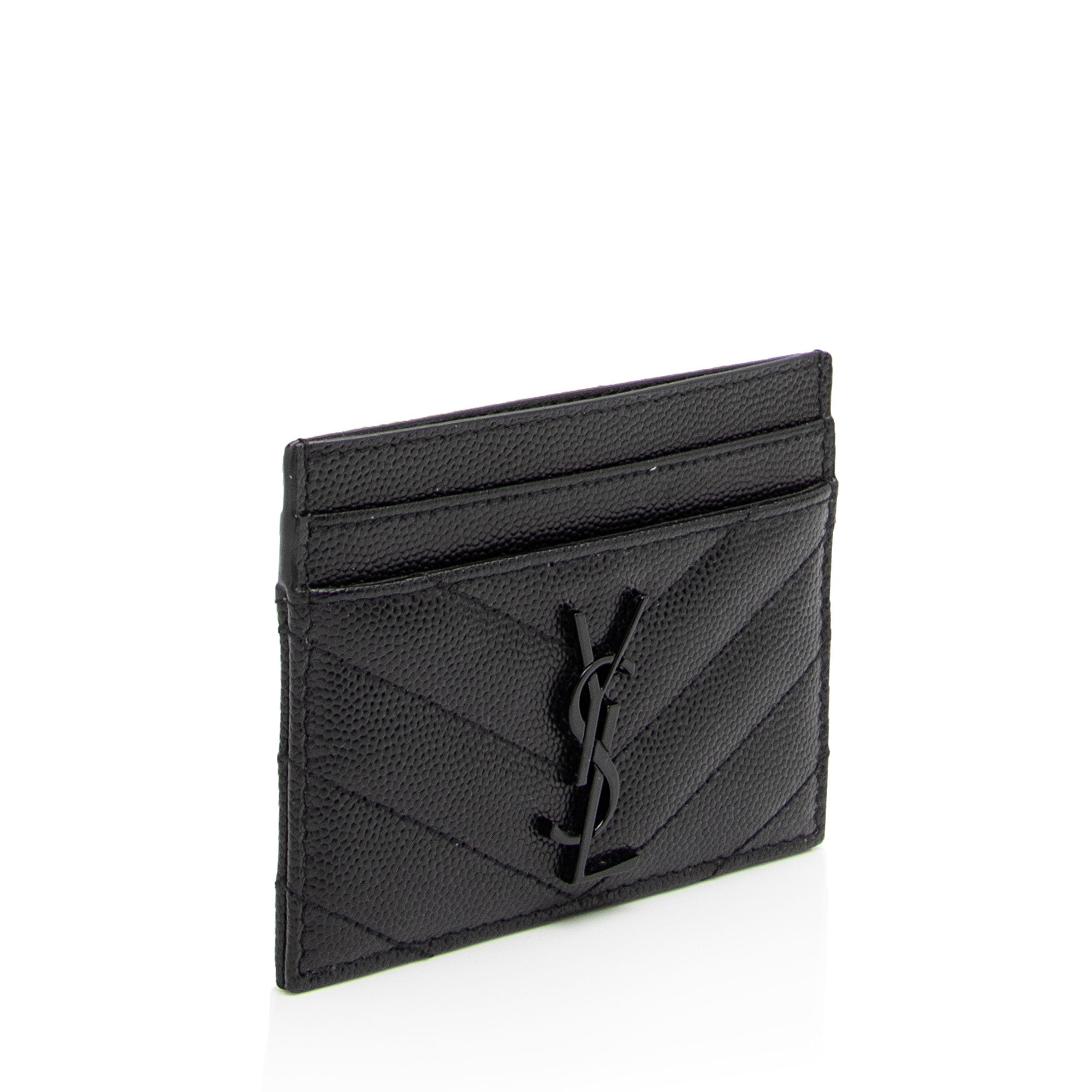Saint Laurent Matelasse Grain de Poudre Monogram Card Case (SHF-f11Wsk)
