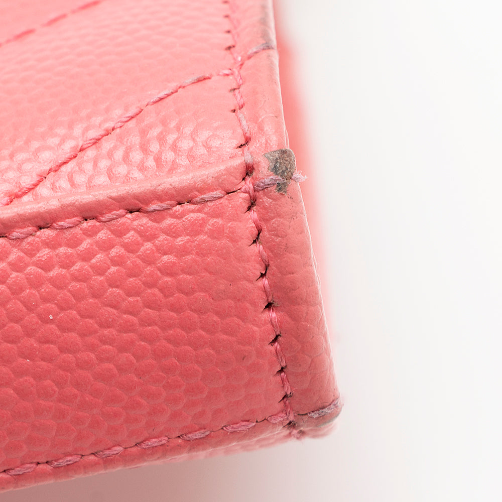 Saint Laurent Matelasse Grain de Poudre Monogram Chain Wallet (SHF-19387)
