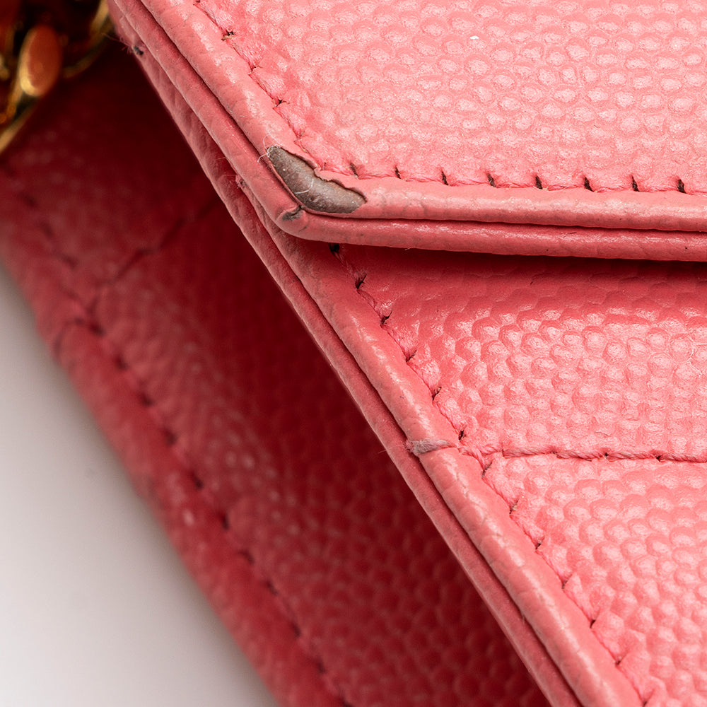 Saint Laurent Matelasse Grain de Poudre Monogram Chain Wallet (SHF-19387)