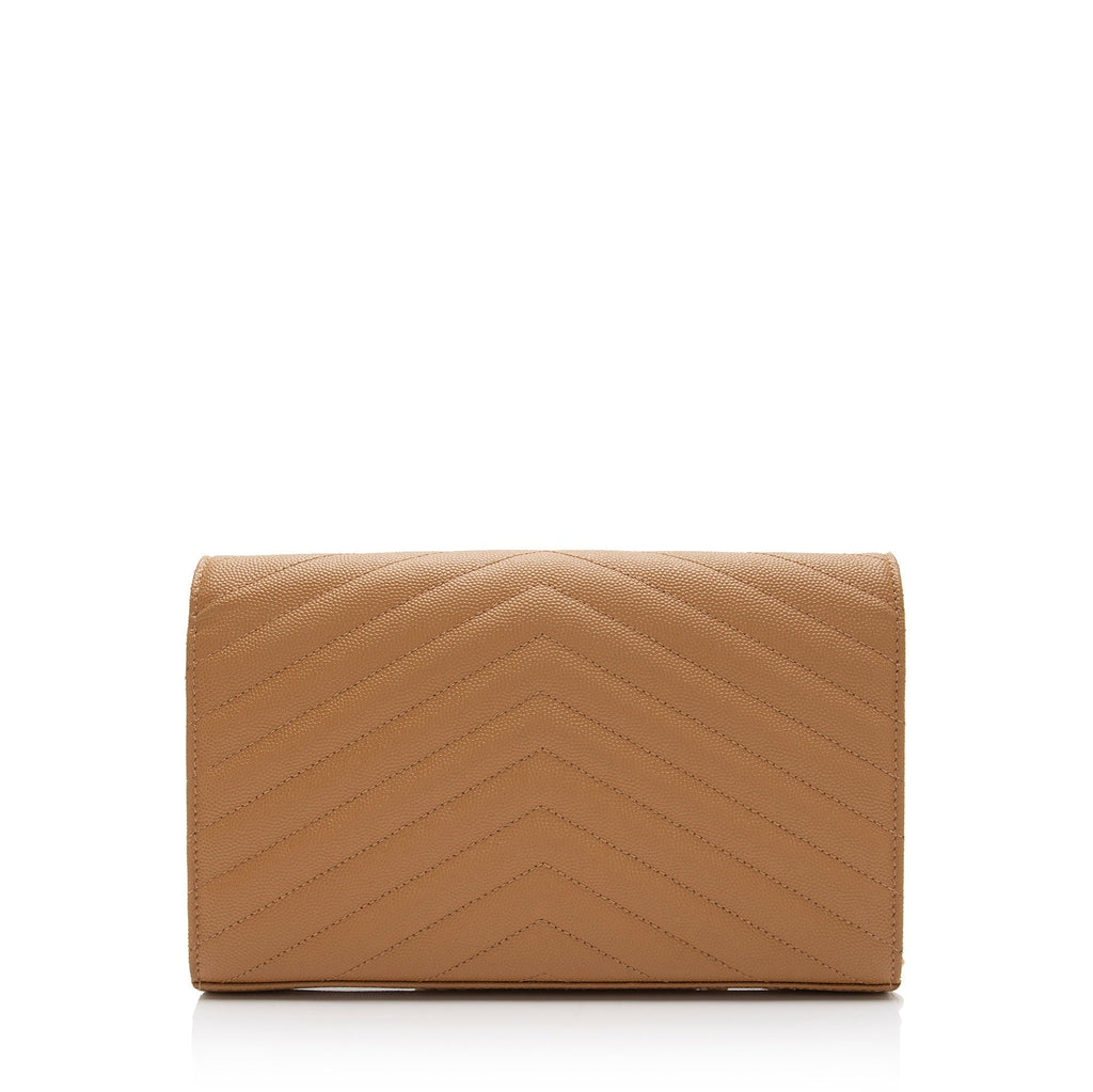 Saint Laurent Matelasse Grain de Poudre Monogram Chain Wallet (SHF-QuiirS)
