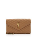 Saint Laurent Matelasse Grain de Poudre Monogram Chain Wallet (SHF-QuiirS)