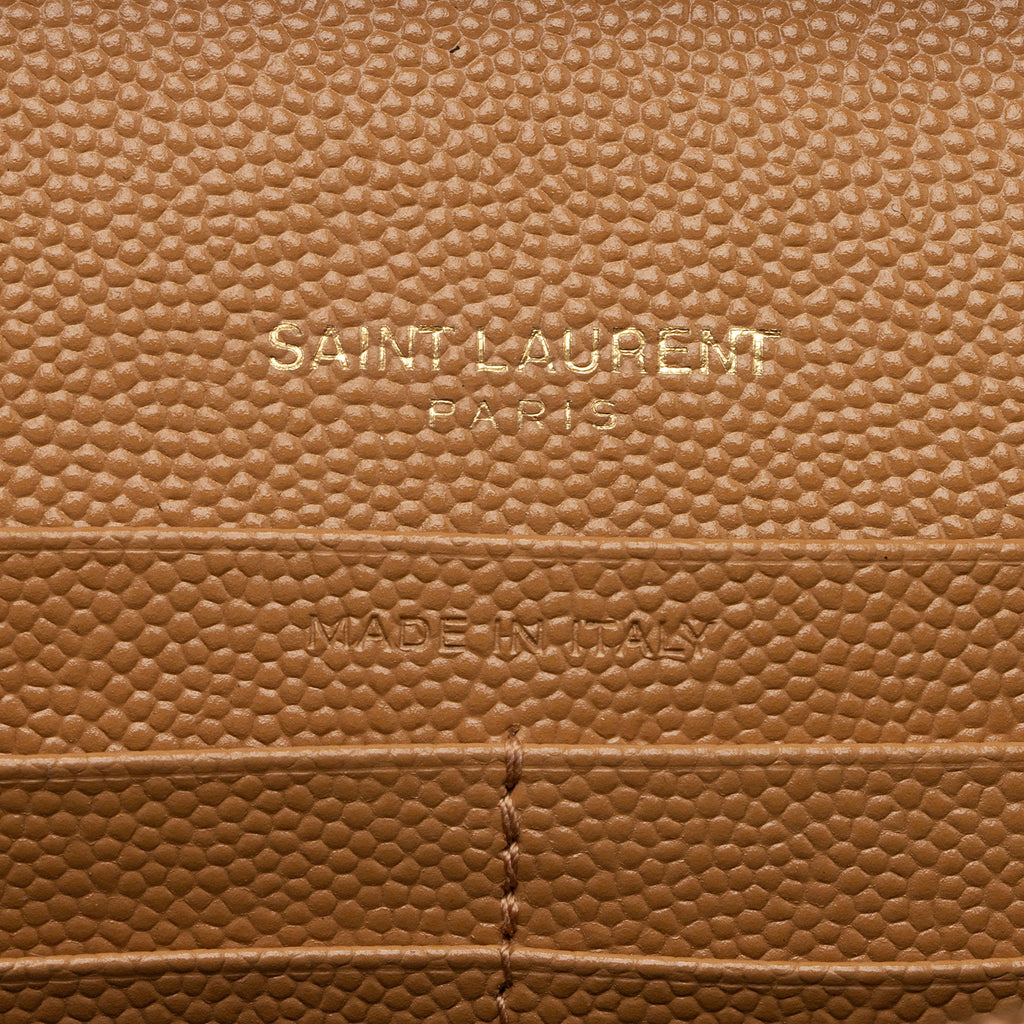 Saint Laurent Matelasse Grain de Poudre Monogram Chain Wallet (SHF-QuiirS)