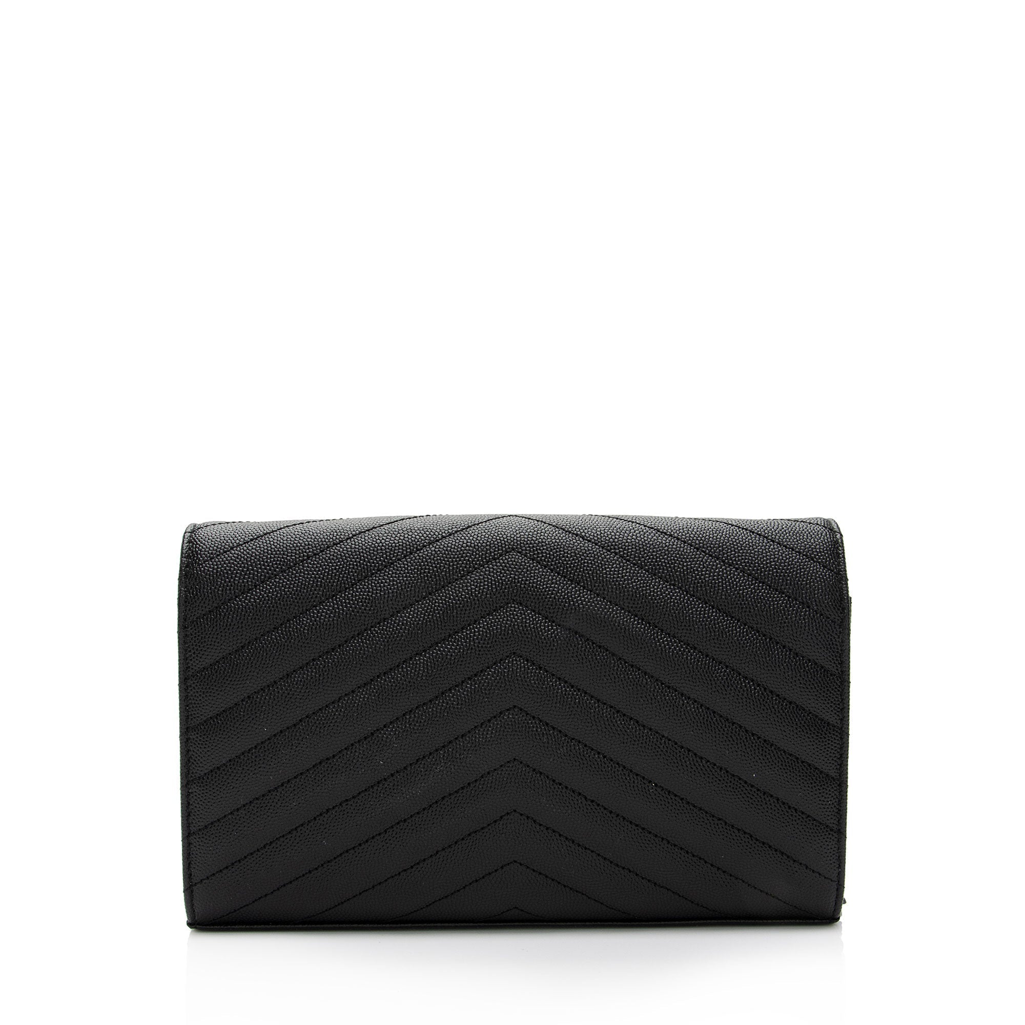 Saint Laurent Matelasse Grain de Poudre Monogram Chain Wallet (SHF-VLaP1U)
