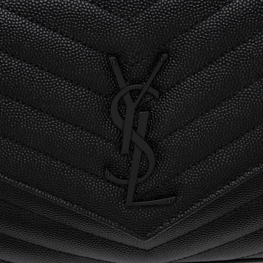 Saint Laurent Matelasse Grain de Poudre Monogram Chain Wallet (SHF-VLaP1U)