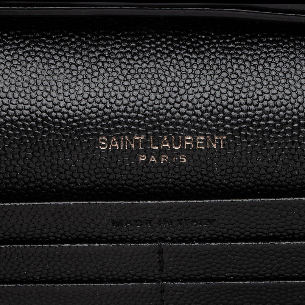 Saint Laurent Matelasse Grain de Poudre Monogram Chain Wallet (SHF-VLaP1U)