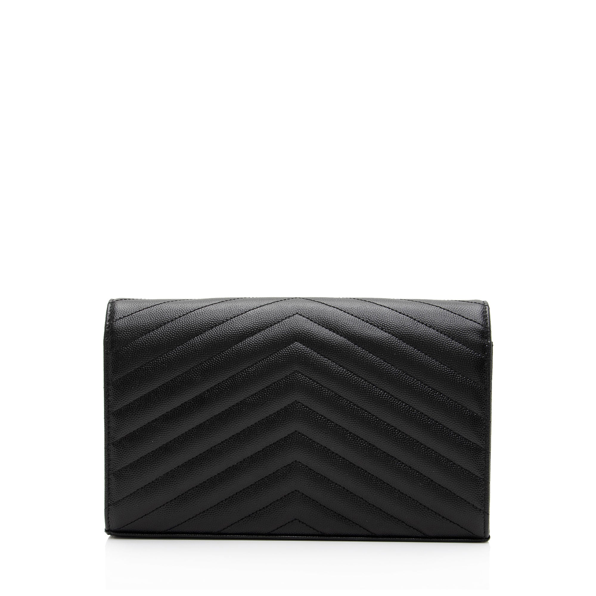 Saint Laurent Matelasse Grain de Poudre Monogram Chain Wallet (SHF-rfsFTm)