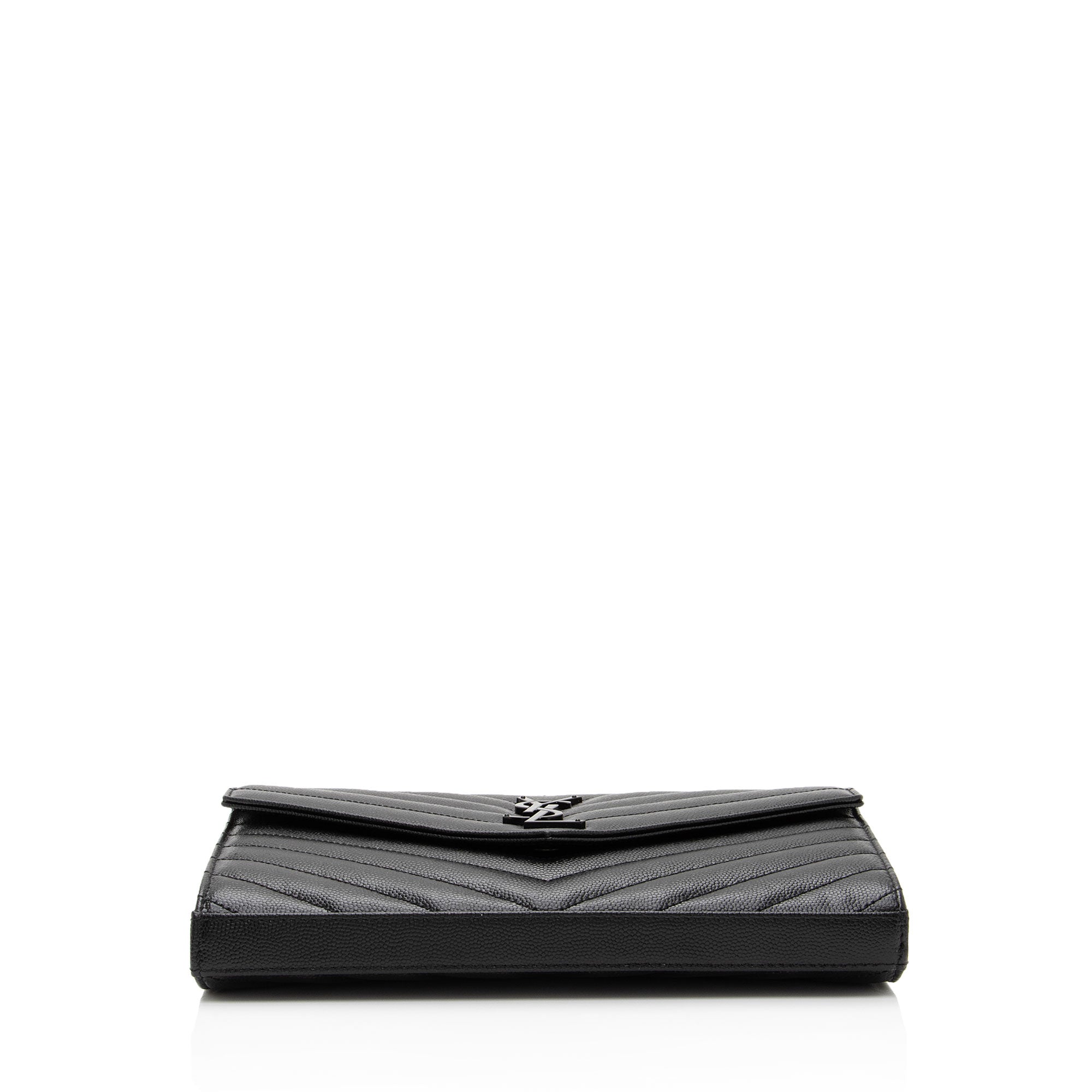 Saint Laurent Matelasse Grain de Poudre Monogram Chain Wallet (SHF-rfsFTm)