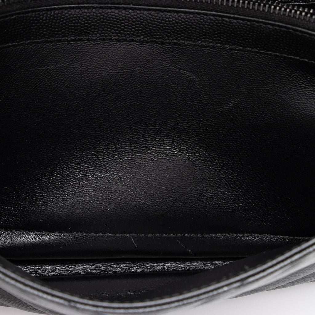 Saint Laurent Matelasse Grain de Poudre Monogram Chain Wallet (SHF-rfsFTm)