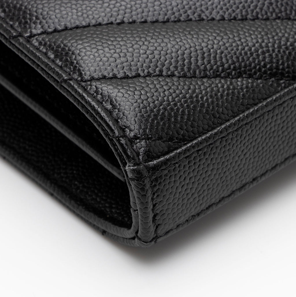 Saint Laurent Matelasse Grain de Poudre Monogram Chain Wallet (SHF-rfsFTm)