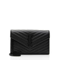 Saint Laurent Matelasse Grain de Poudre Monogram Chain Wallet (SHF-rfsFTm)