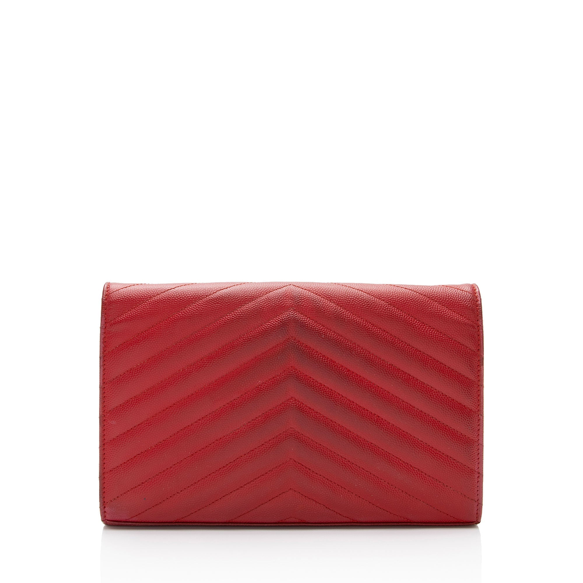 Saint Laurent Matelasse Grain de Poudre Monogram Chain Wallet (SHF-RDpK3X)