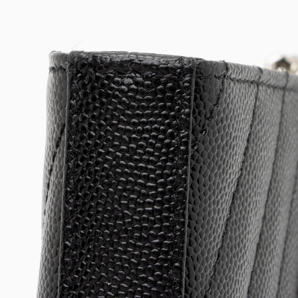 Saint Laurent Matelasse Grain de Poudre Monogram Chain Wallet (SHF-JxENie)