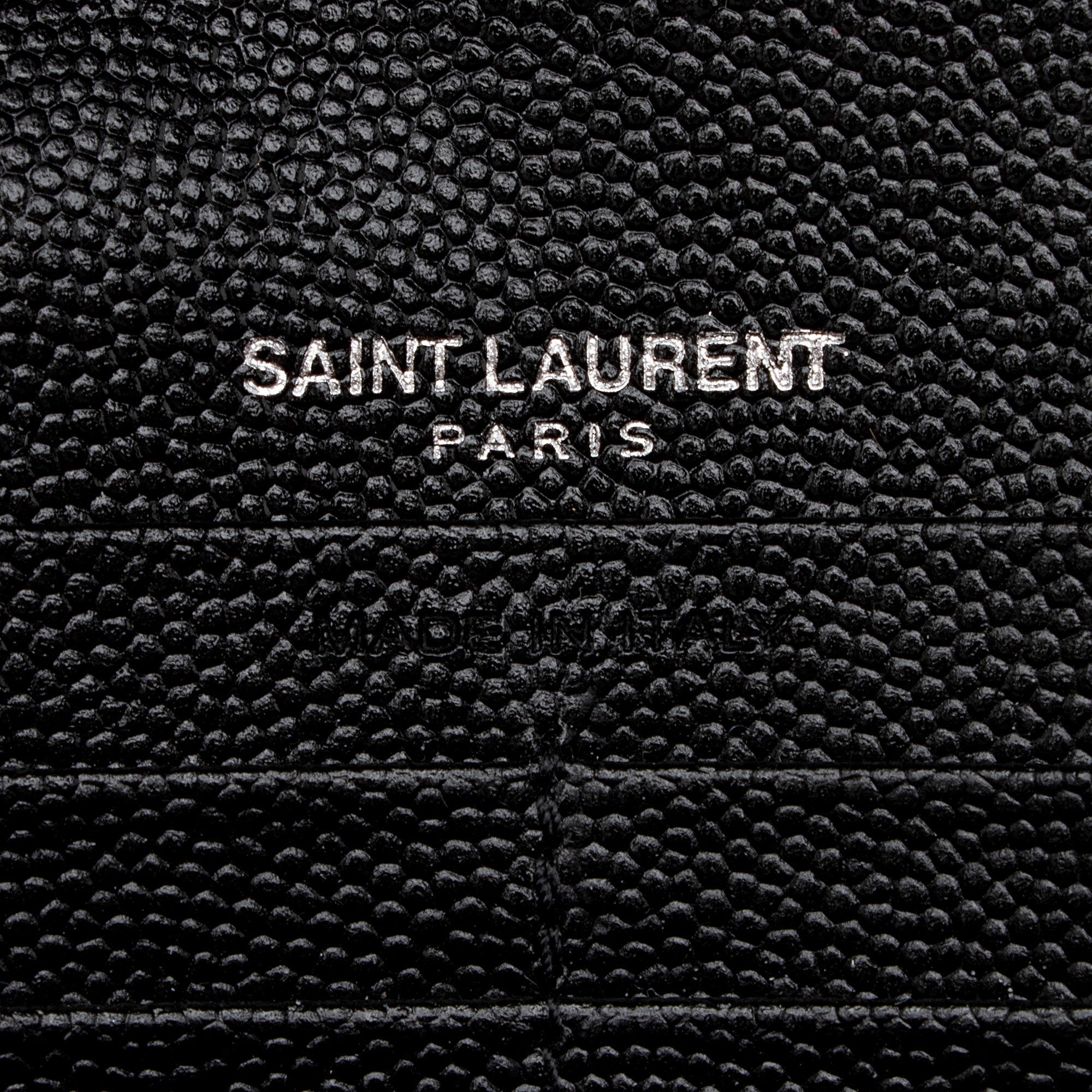 Saint Laurent Matelasse Grain de Poudre Monogram Chain Wallet (SHF-JxENie)