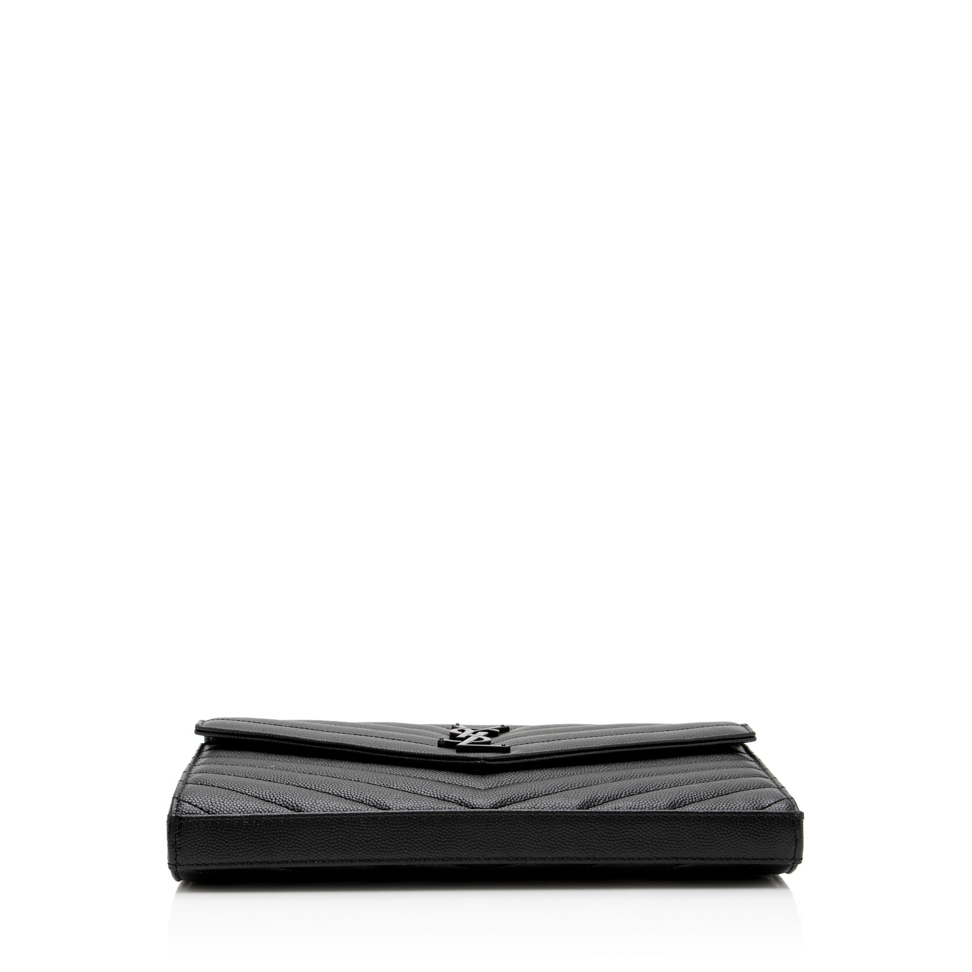 Saint Laurent Matelasse Grain de Poudre Monogram Chain Wallet (SHF-FNayQN)