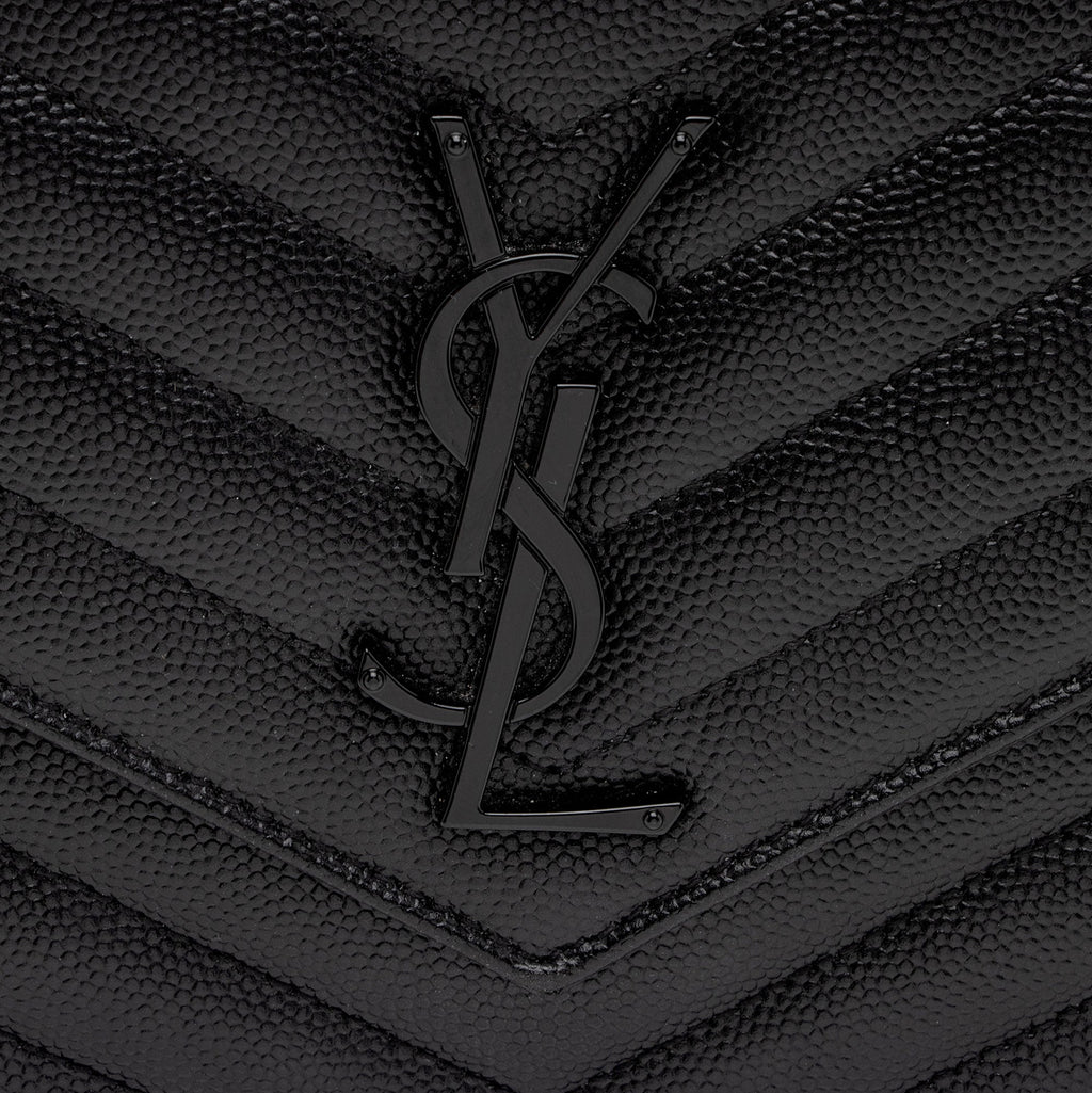 Saint Laurent Matelasse Grain de Poudre Monogram Chain Wallet (SHF-FNayQN)
