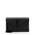 Saint Laurent Matelasse Grain de Poudre Monogram Chain Wallet (SHF-FNayQN)