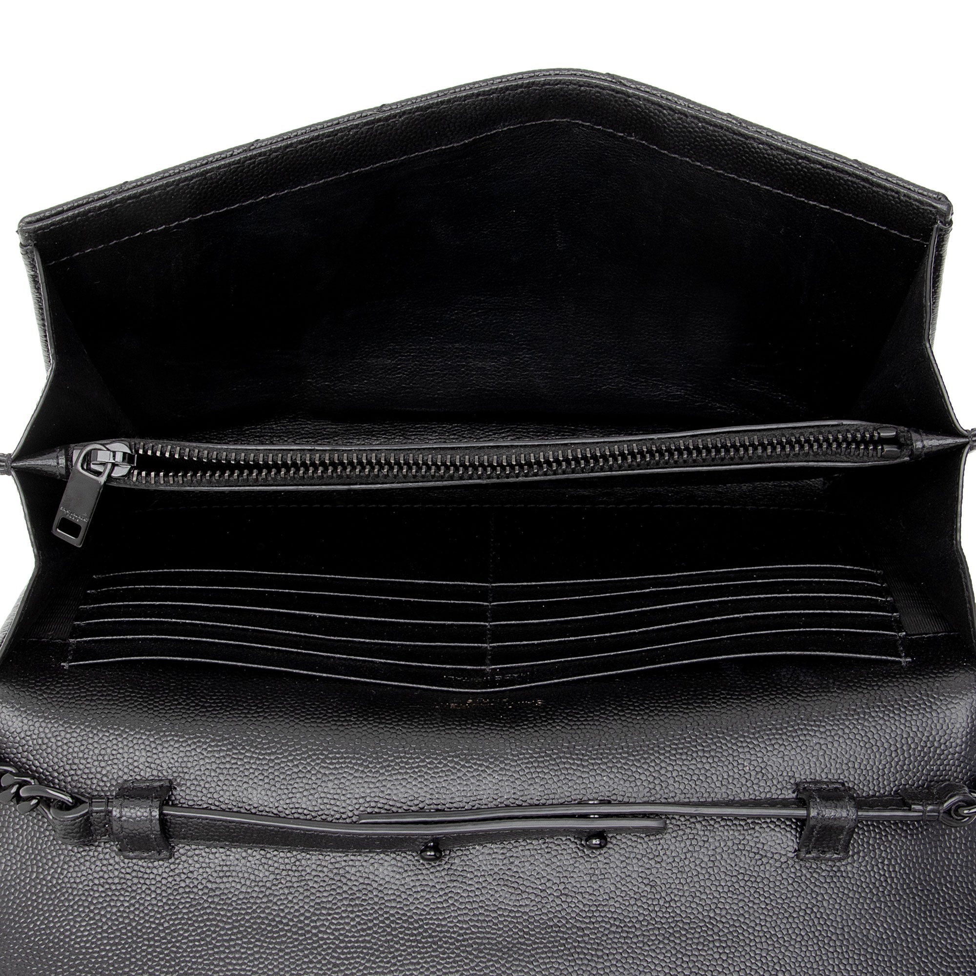Saint Laurent Matelasse Grain de Poudre Monogram Chain Wallet (SHF-FNayQN)