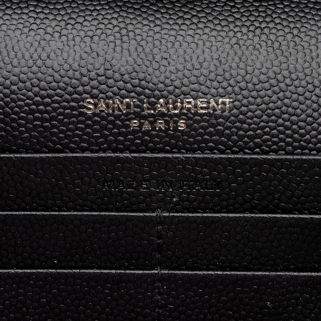 Saint Laurent Matelasse Grain de Poudre Monogram Chain Wallet (SHF-FNayQN)