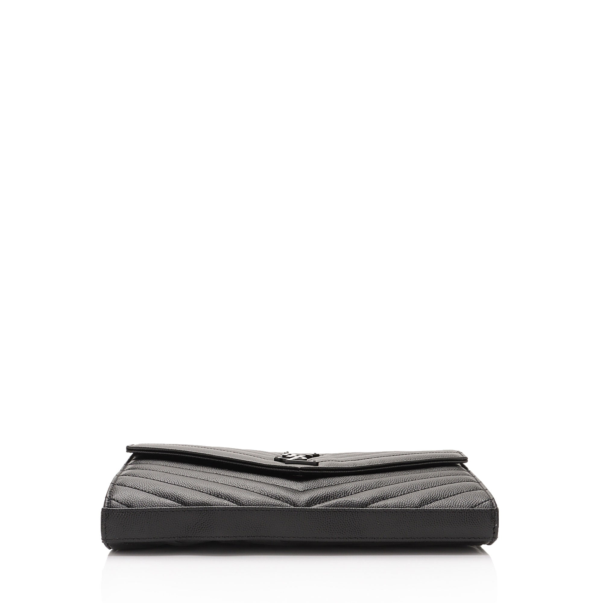Saint Laurent Matelasse Grain de Poudre Monogram Chain Wallet (SHF-RiSHS0)