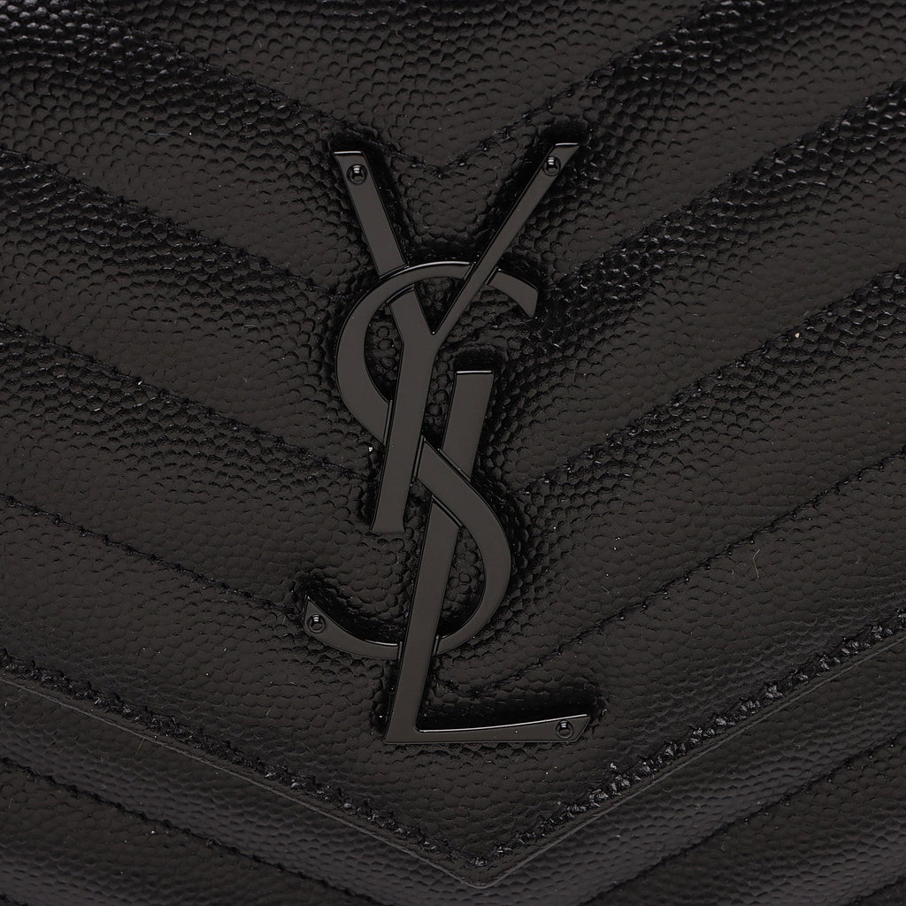 Saint Laurent Matelasse Grain de Poudre Monogram Chain Wallet (SHF-RiSHS0)