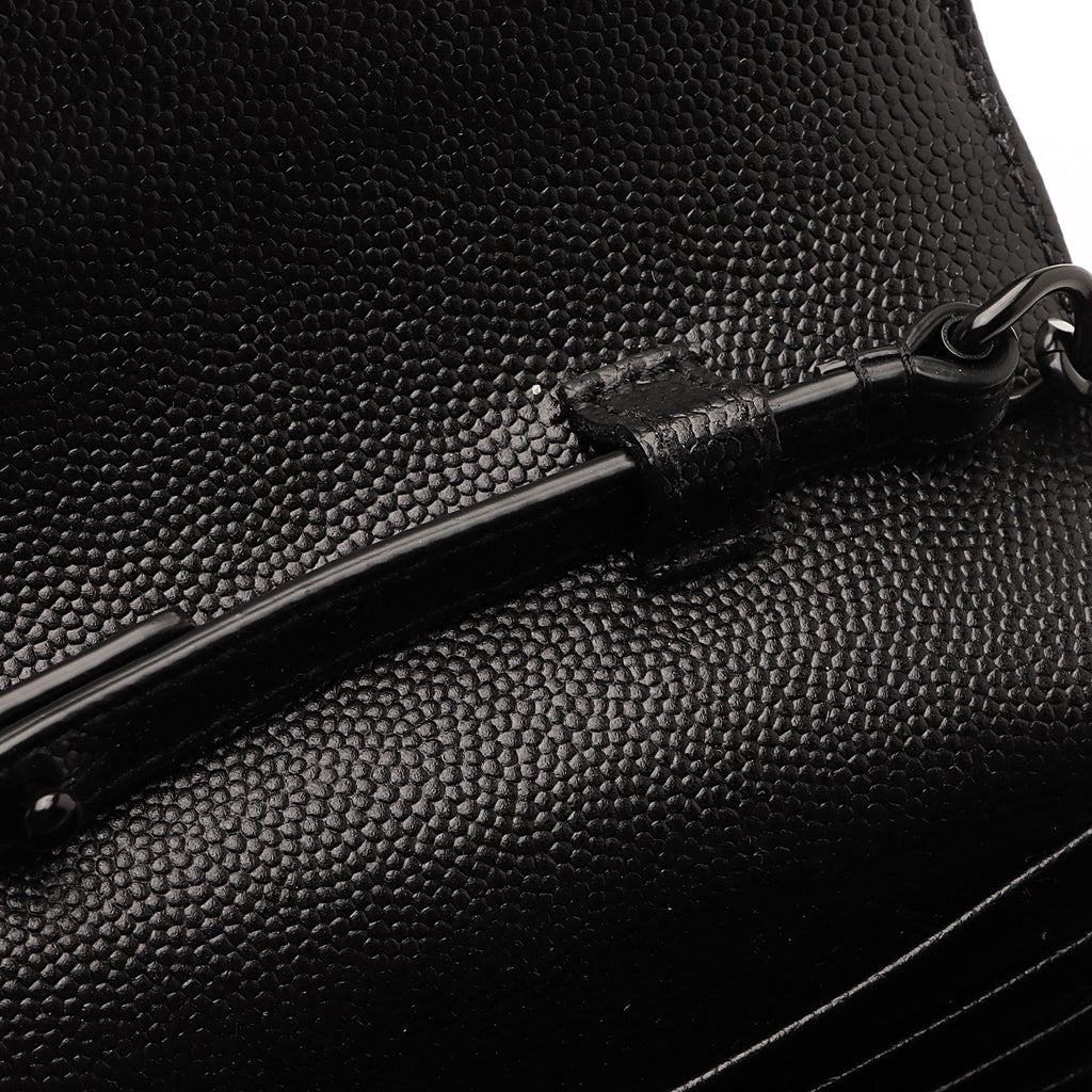 Saint Laurent Matelasse Grain de Poudre Monogram Chain Wallet (SHF-RiSHS0)