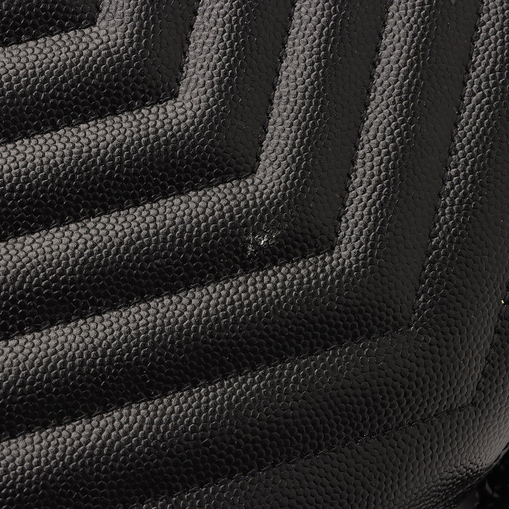 Saint Laurent Matelasse Grain de Poudre Monogram Chain Wallet (SHF-RiSHS0)
