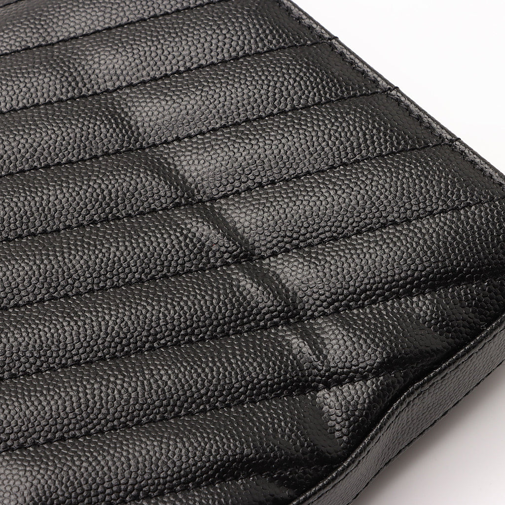 Saint Laurent Matelasse Grain de Poudre Monogram Chain Wallet (SHF-RiSHS0)