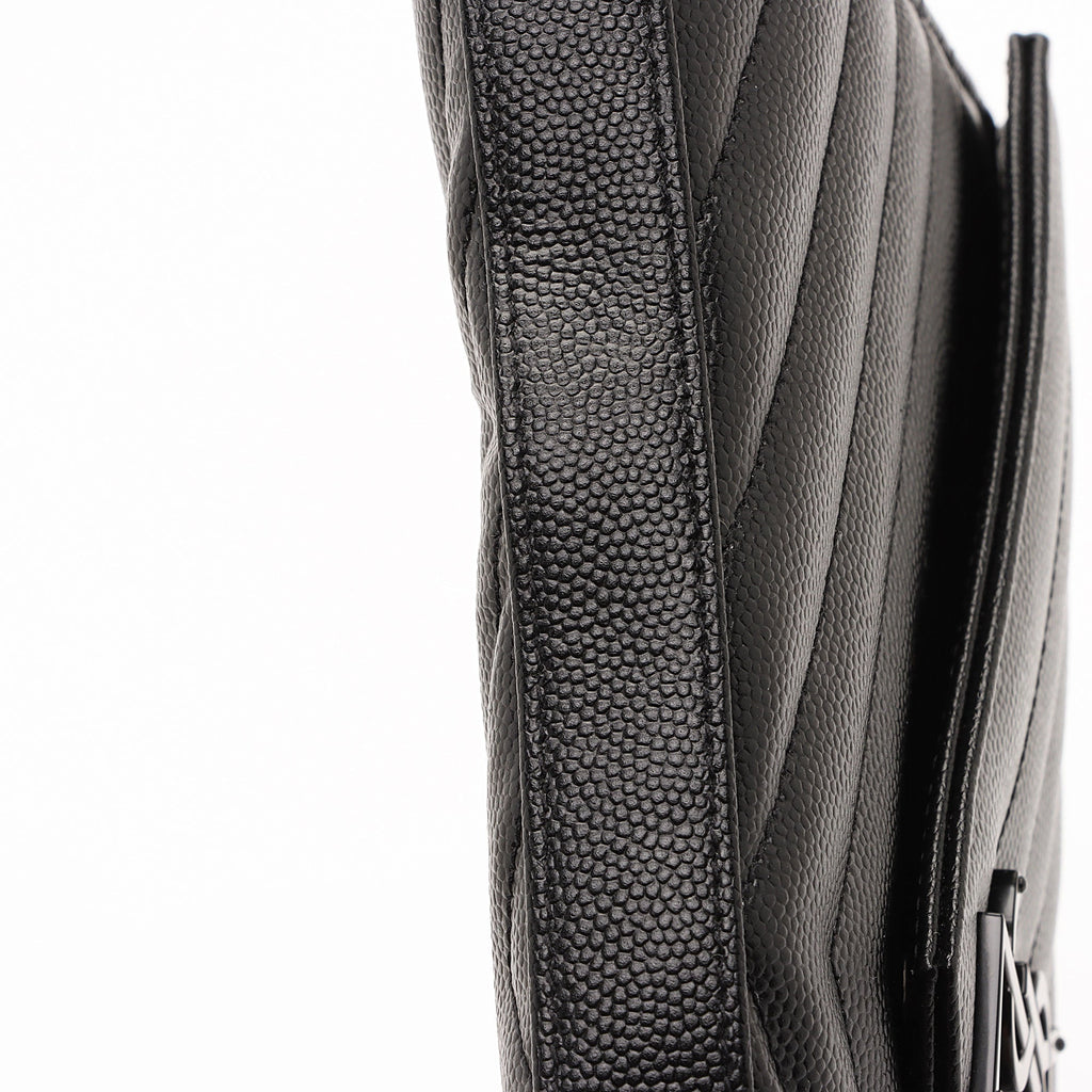 Saint Laurent Matelasse Grain de Poudre Monogram Chain Wallet (SHF-RiSHS0)