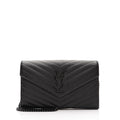 Saint Laurent Matelasse Grain de Poudre Monogram Chain Wallet (SHF-RiSHS0)