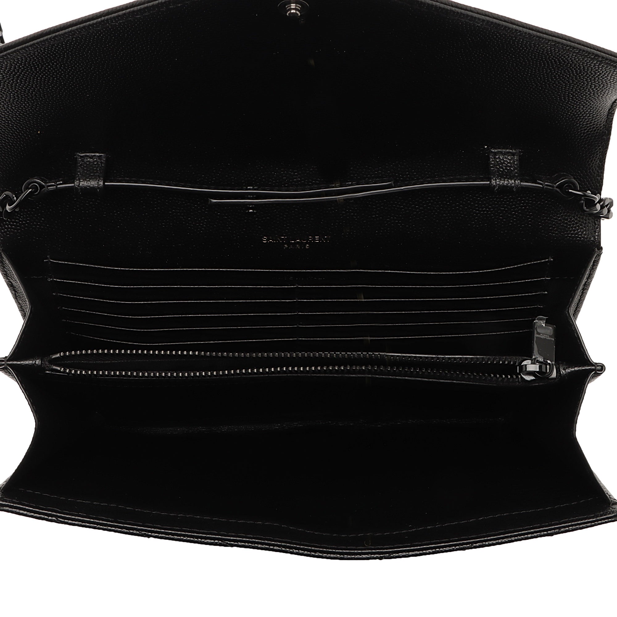 Saint Laurent Matelasse Grain de Poudre Monogram Chain Wallet (SHF-RiSHS0)