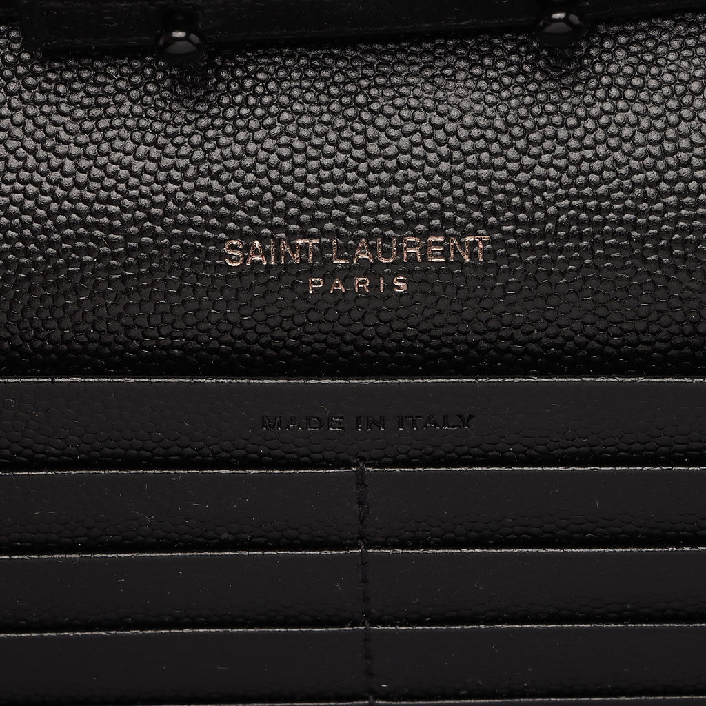 Saint Laurent Matelasse Grain de Poudre Monogram Chain Wallet (SHF-RiSHS0)