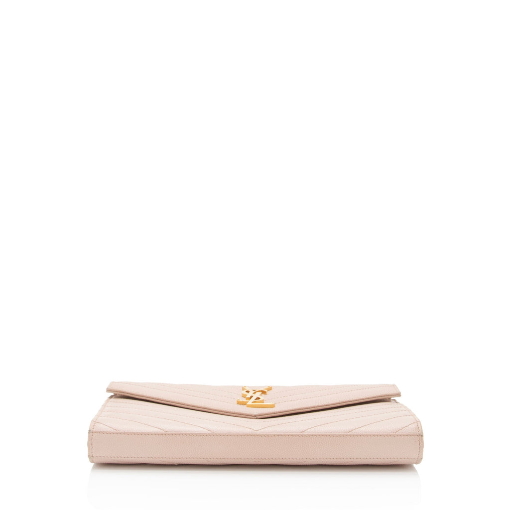 Saint Laurent Matelasse Grain de Poudre Monogram Chain Wallet (SHF-hbOqZ2)