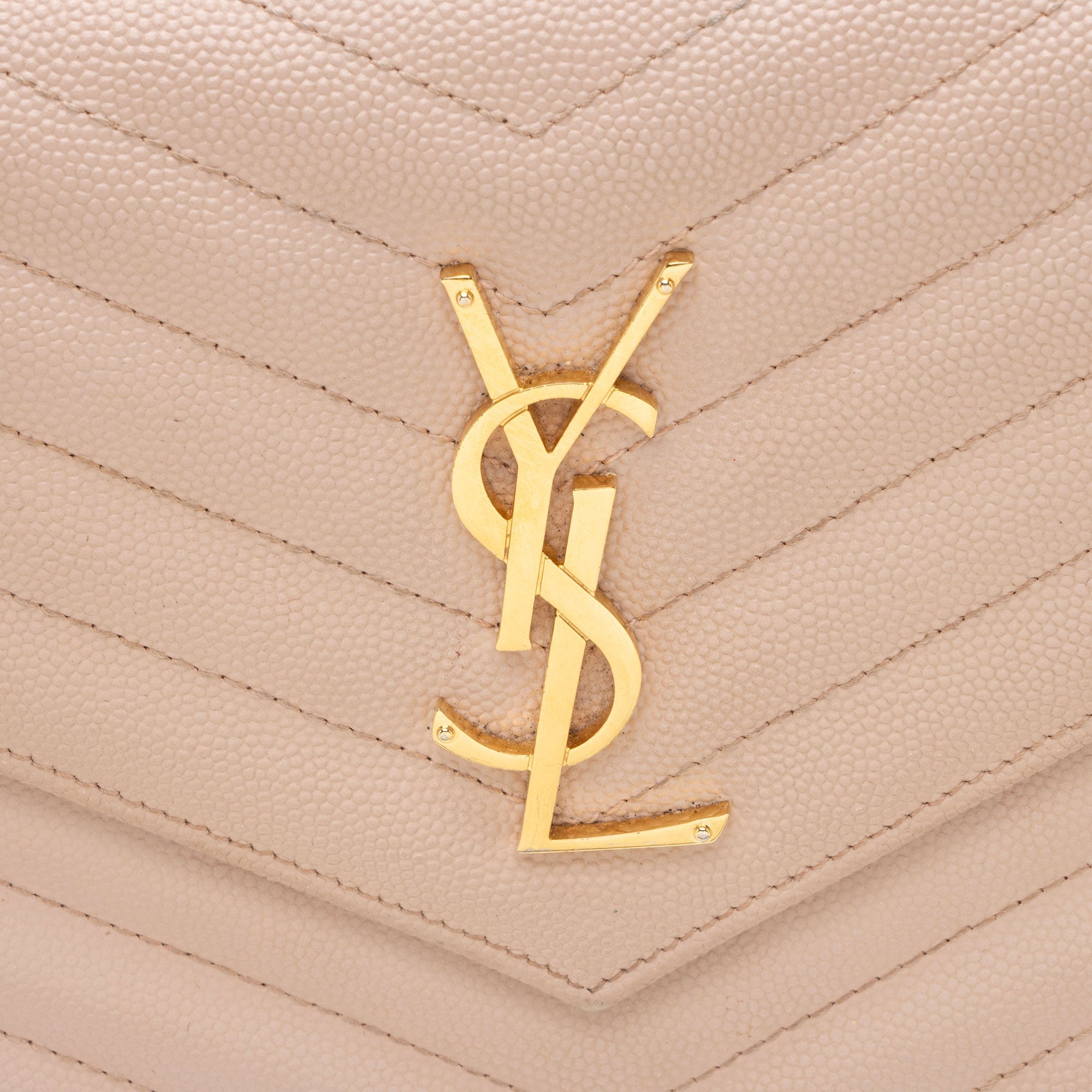 Saint Laurent Matelasse Grain de Poudre Monogram Chain Wallet (SHF-hbOqZ2)