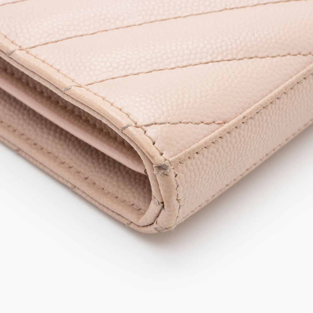 Saint Laurent Matelasse Grain de Poudre Monogram Chain Wallet (SHF-hbOqZ2)