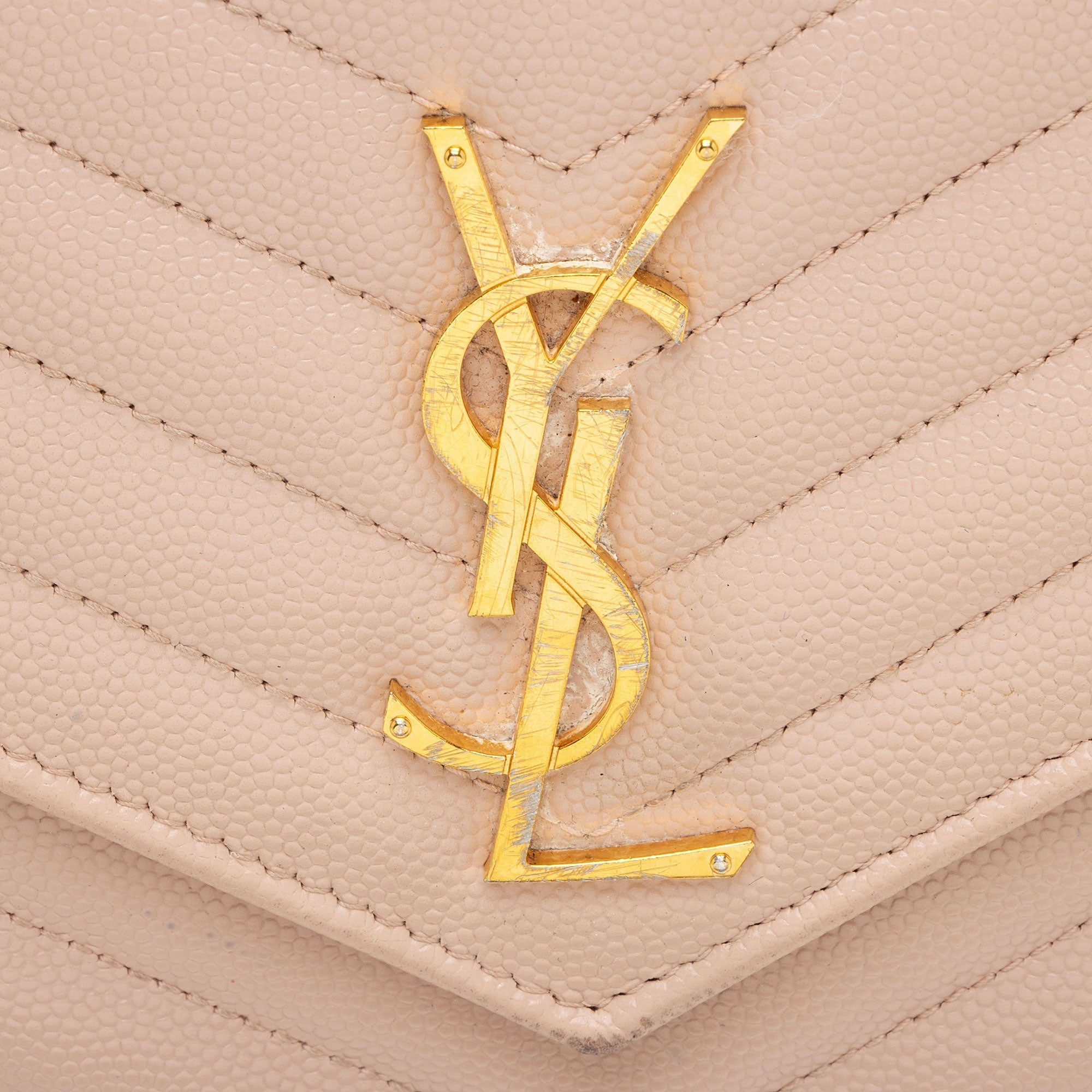 Saint Laurent Matelasse Grain de Poudre Monogram Chain Wallet (SHF-7n2Rsg)