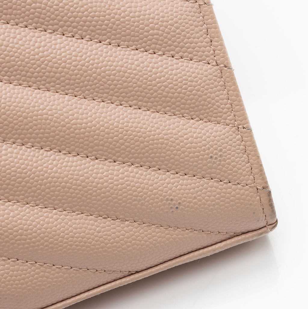 Saint Laurent Matelasse Grain de Poudre Monogram Chain Wallet (SHF-7n2Rsg)