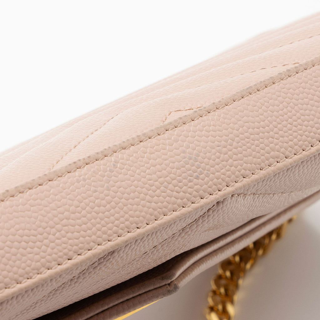 Saint Laurent Matelasse Grain de Poudre Monogram Chain Wallet (SHF-7n2Rsg)