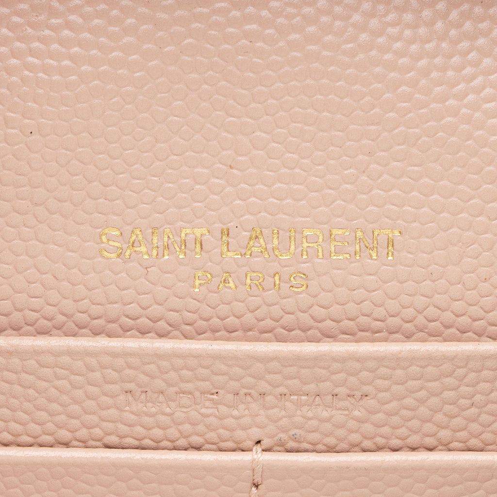 Saint Laurent Matelasse Grain de Poudre Monogram Chain Wallet (SHF-7n2Rsg)