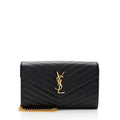 Saint Laurent Matelasse Grain de Poudre Monogram Chain Wallet (SHF-uoMWdL)