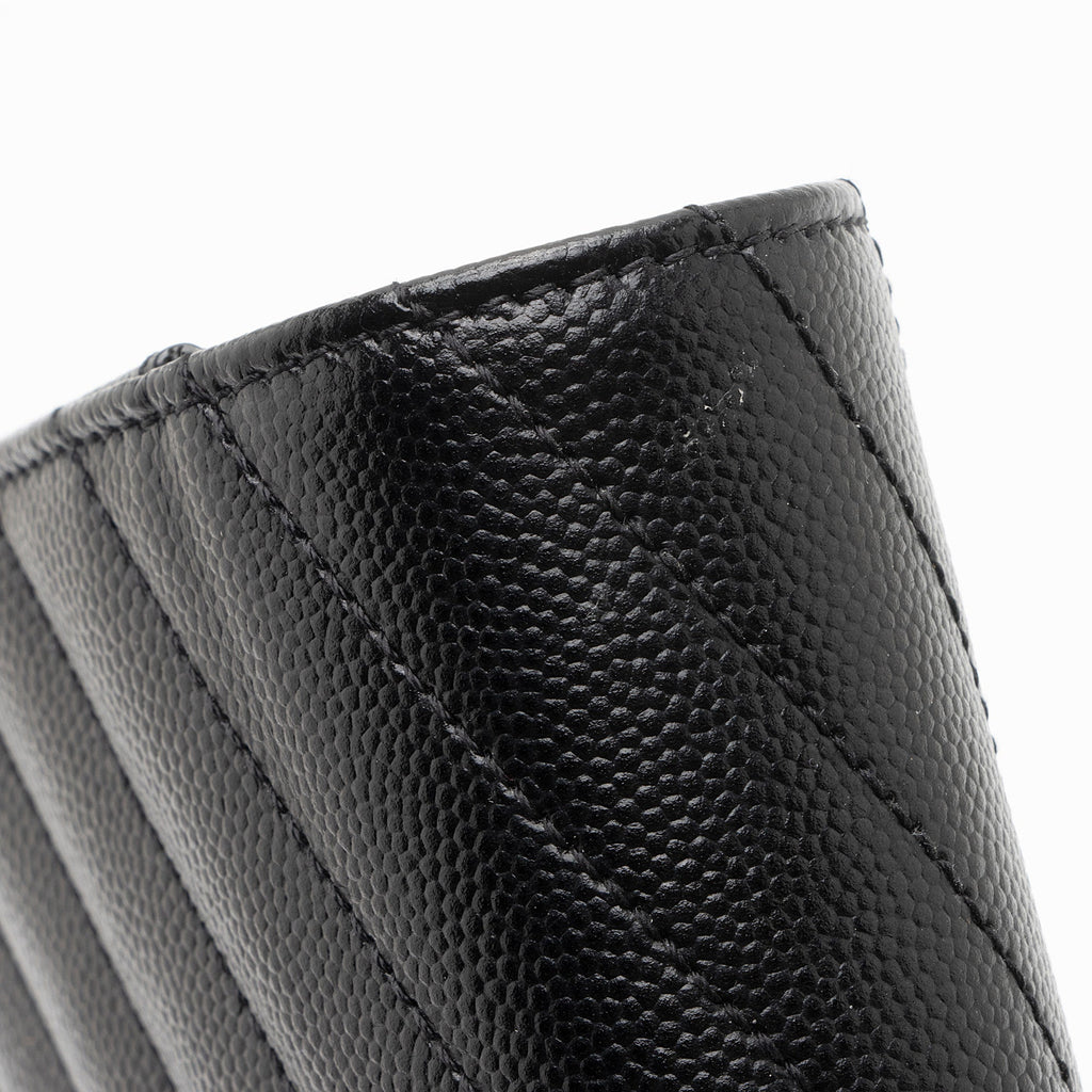 Saint Laurent Matelasse Grain de Poudre Monogram Chain Wallet (SHF-oGbOur)