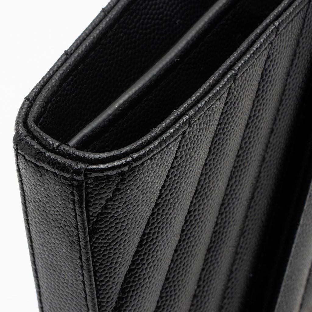 Saint Laurent Matelasse Grain de Poudre Monogram Chain Wallet (SHF-oGbOur)