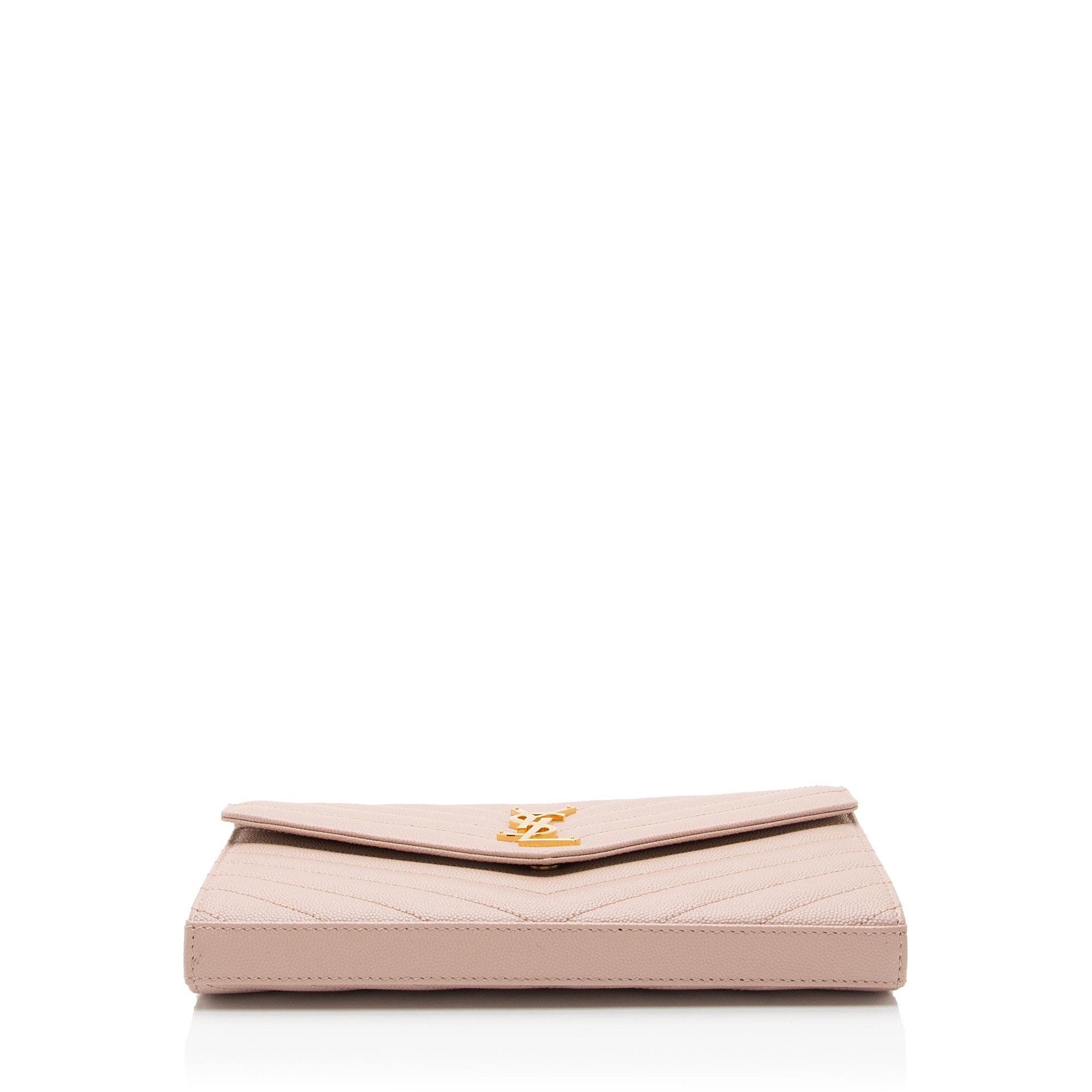 Saint Laurent Matelasse Grain de Poudre Monogram Chain Wallet (SHF-dl9giW)