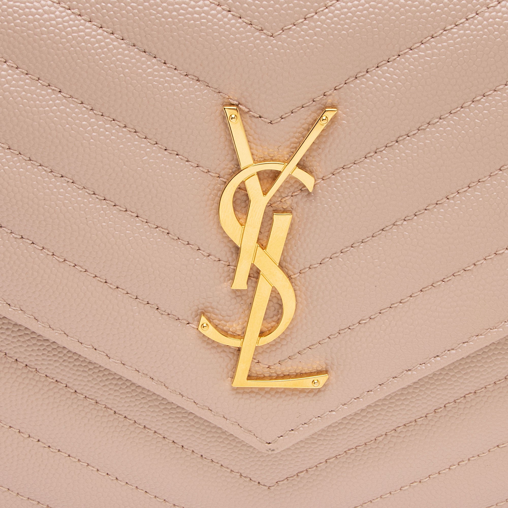 Saint Laurent Matelasse Grain de Poudre Monogram Chain Wallet (SHF-dl9giW)