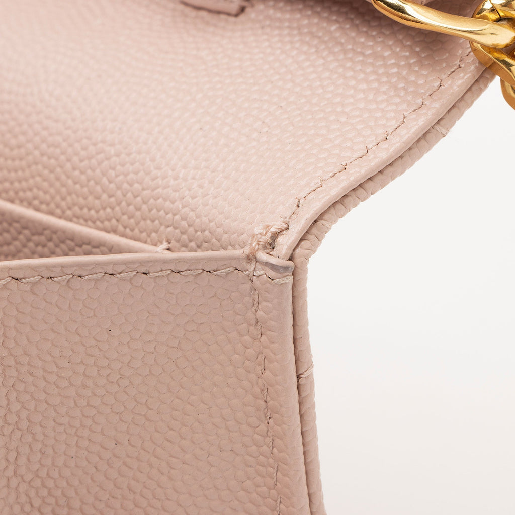 Saint Laurent Matelasse Grain de Poudre Monogram Chain Wallet (SHF-dl9giW)