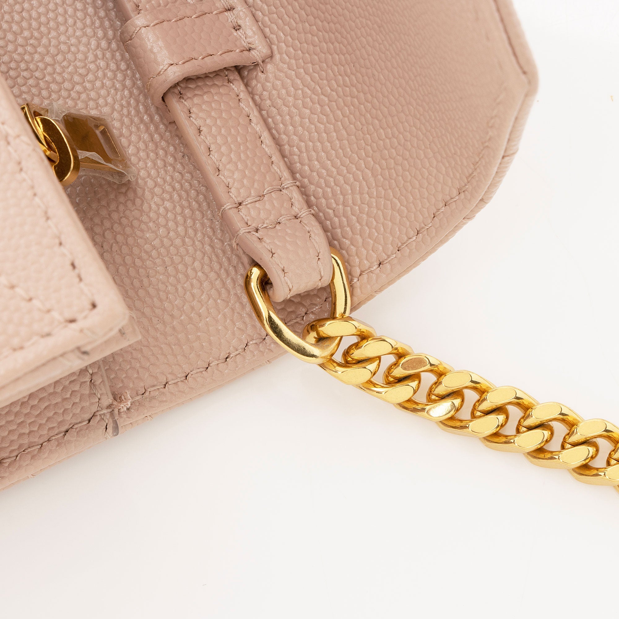 Saint Laurent Matelasse Grain de Poudre Monogram Chain Wallet (SHF-dl9giW)