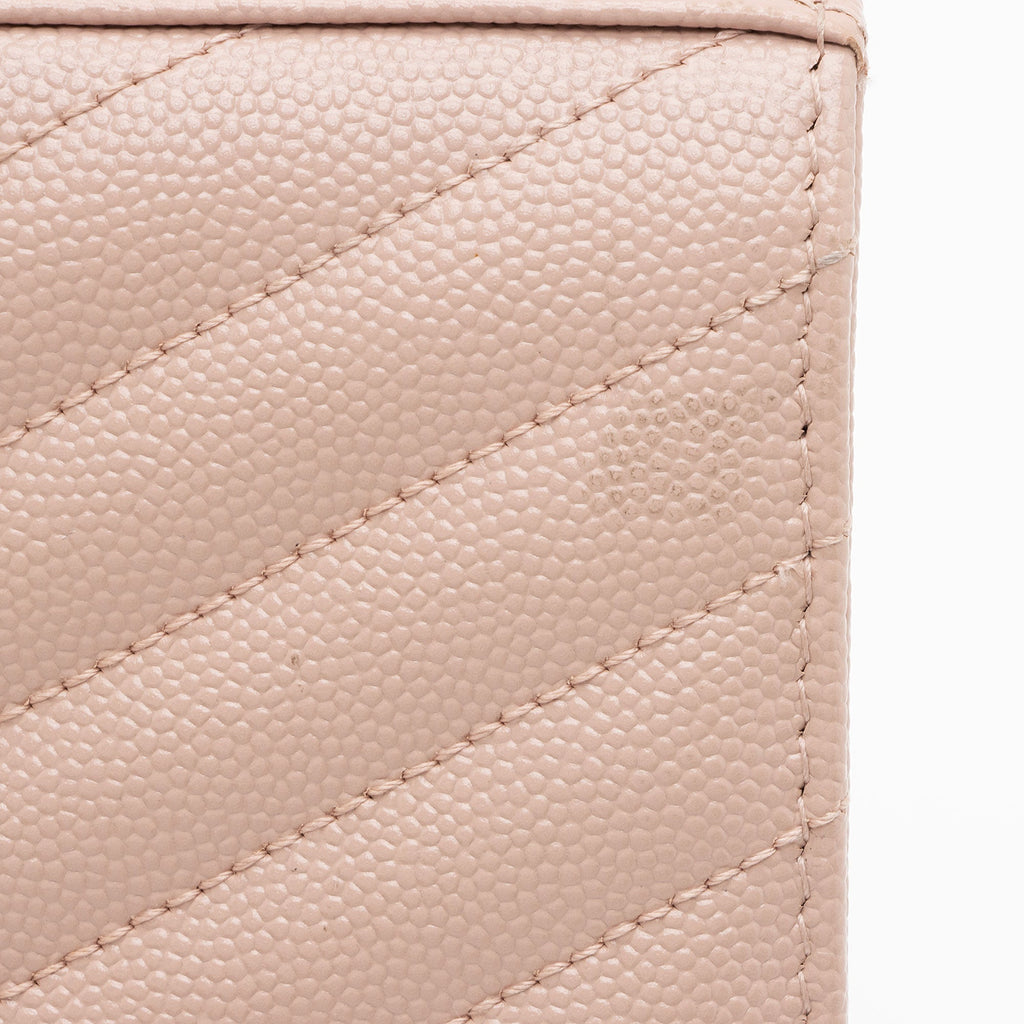 Saint Laurent Matelasse Grain de Poudre Monogram Chain Wallet (SHF-dl9giW)