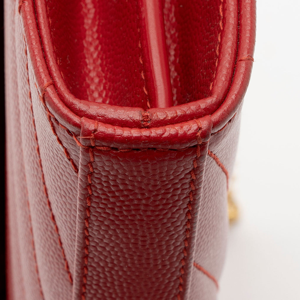 Saint Laurent Matelasse Grain de Poudre Monogram Chain Wallet (SHF-HJdOSr)