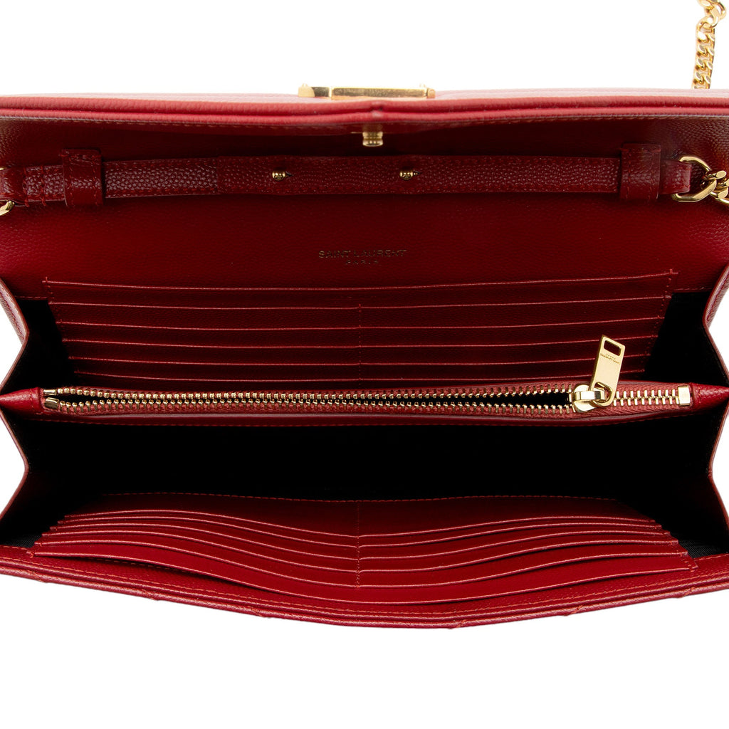 Saint Laurent Matelasse Grain de Poudre Monogram Chain Wallet (SHF-HJdOSr)