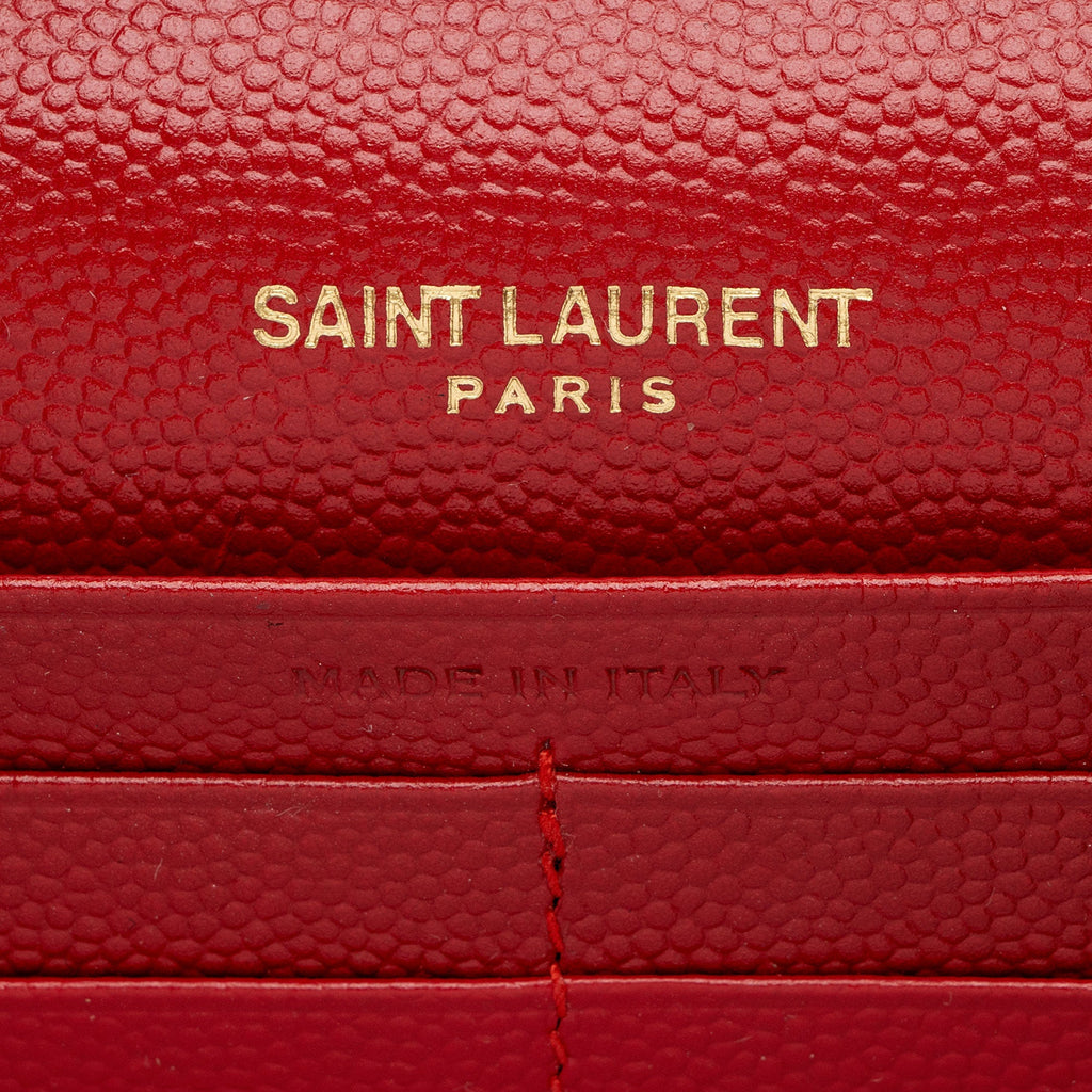 Saint Laurent Matelasse Grain de Poudre Monogram Chain Wallet (SHF-HJdOSr)